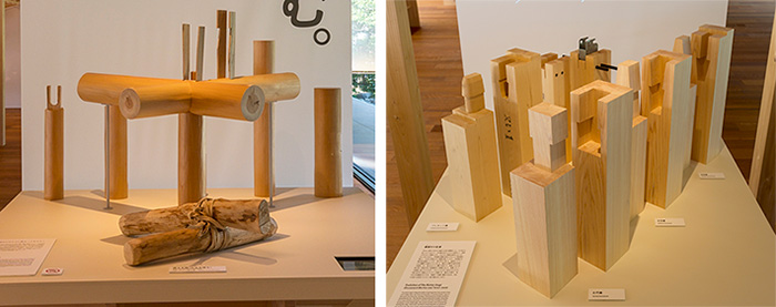 Left (Left): Tie logs and form logs (History of Wood Construction) <br> Right (right): Transition of Kamatsu (Evolution of the gooseneck mortise and tenon joint)